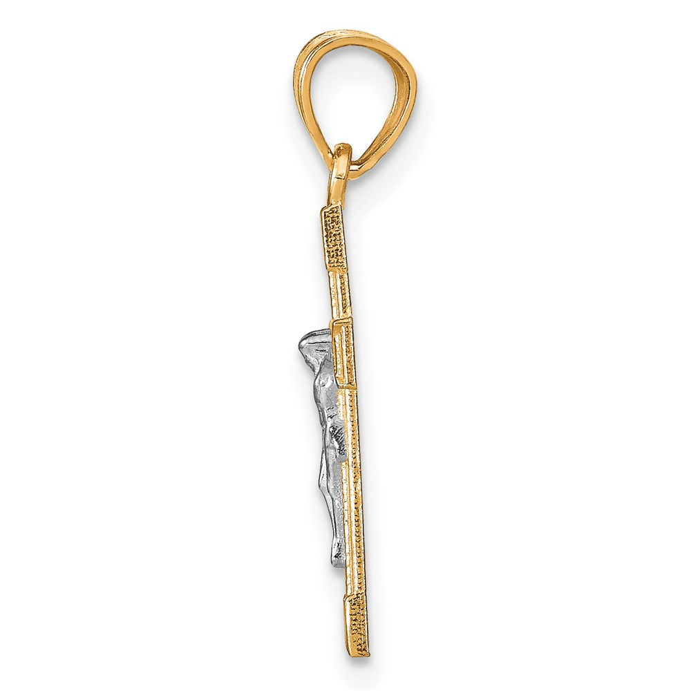 10K w/ Rhodium Small Crucifix Pendant-10C1057