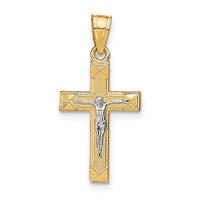 10K w/ Rhodium Small Crucifix Pendant-10C1057