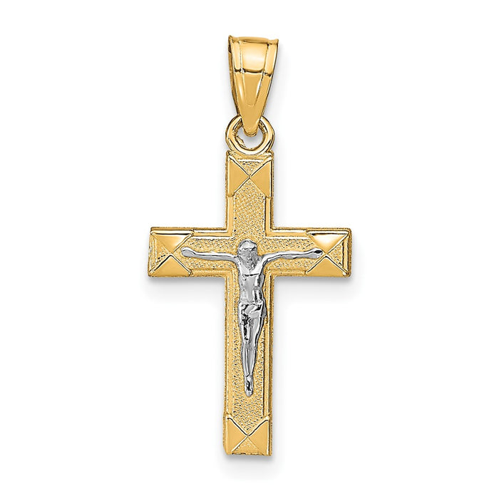 10K w/ Rhodium Small Crucifix Pendant-10C1057