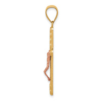 10k Two-tone CZ Crucifix Pendant-10C1060