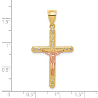 10k Two-tone CZ Crucifix Pendant-10C1060