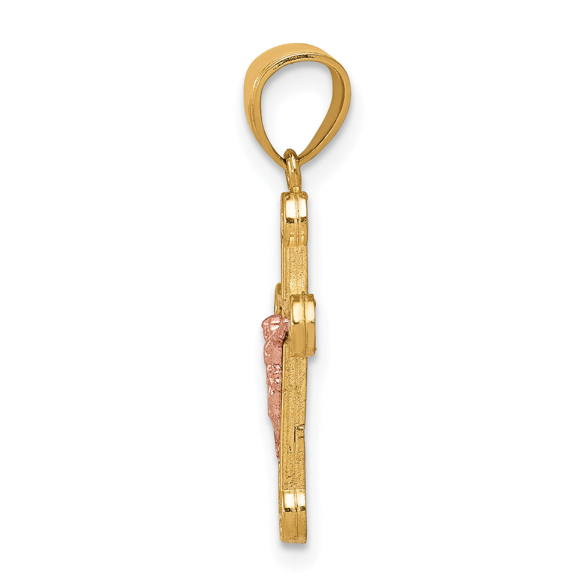 10k Two-tone Yellow and Rose Gold CZ Crucifix Pendant-10C1062