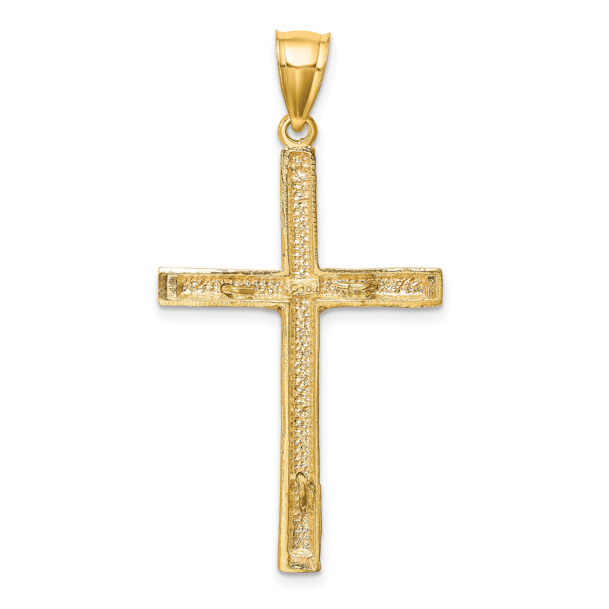 10K w/ Rhodium Diamond-Cut Crucifix Pendant-10C1063