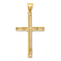 10K w/ Rhodium Diamond-Cut Crucifix Pendant-10C1063