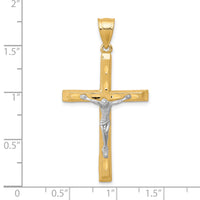 10K w/ Rhodium Diamond-Cut Crucifix Pendant-10C1063