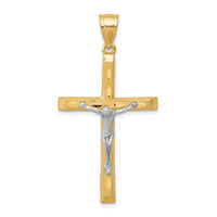 10K w/ Rhodium Diamond-Cut Crucifix Pendant-10C1063