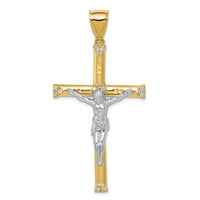 10K w/ Rhodium CZ Crucifix Pendant-10C1064