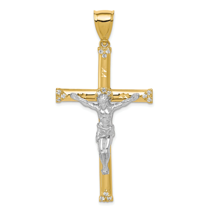 10K w/ Rhodium CZ Crucifix Pendant-10C1064