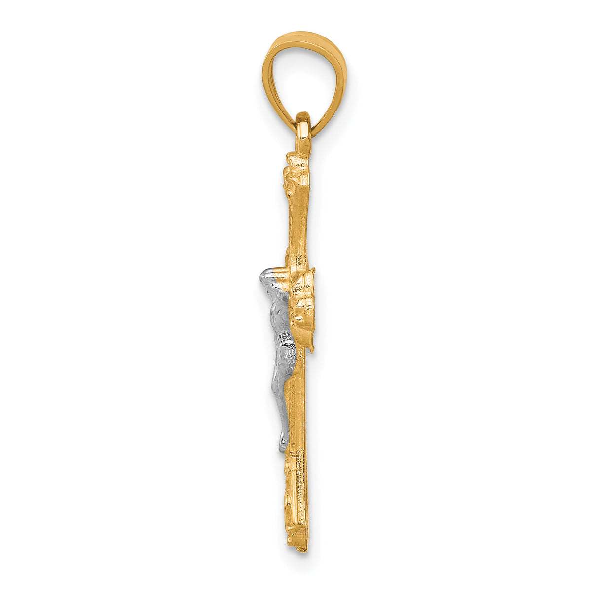 10K w/Rhodium Fleur De Lis Crucifix Pendant-10C1067