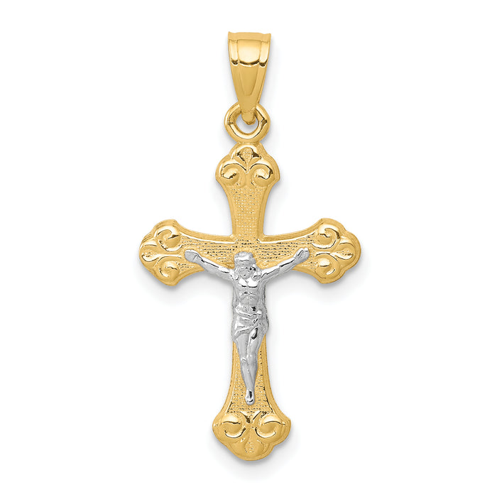 10K w/Rhodium Crucifix Pendant-10C1068