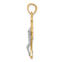 10K w/Rhodium Filigree Crucifix Pendant-10C1071