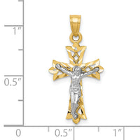 10K w/Rhodium Filigree Crucifix Pendant-10C1071