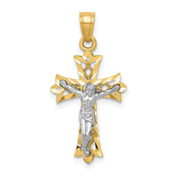 10K w/Rhodium Filigree Crucifix Pendant-10C1071
