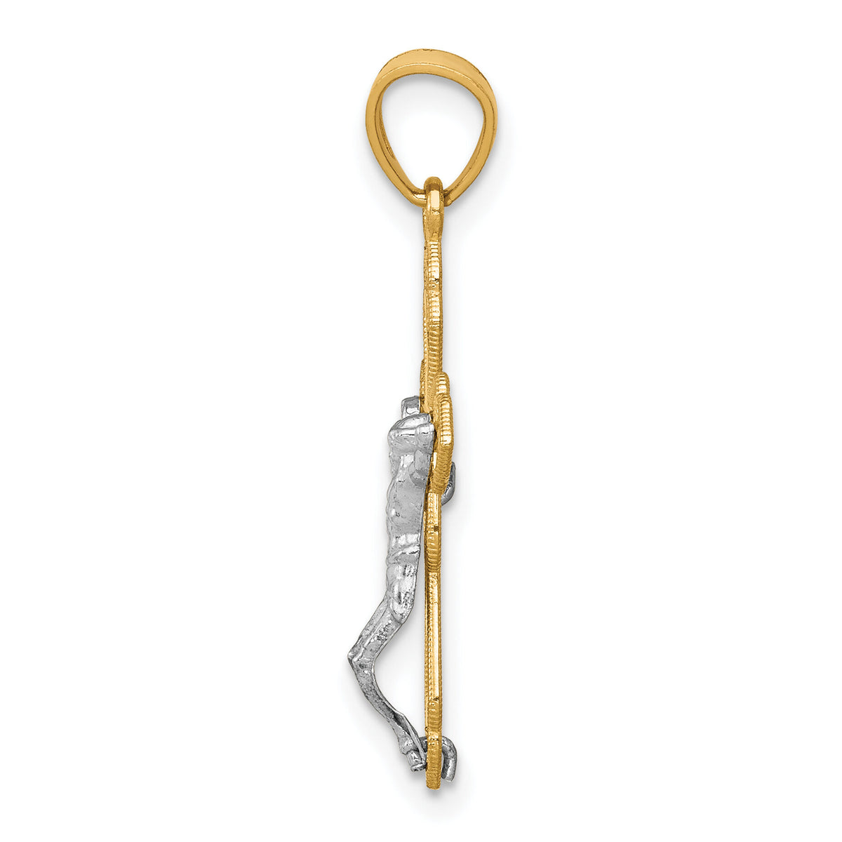 10K w/Rhodium Filigree Crucifix Pendant-10C1072