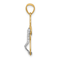 10K w/Rhodium Filigree Crucifix Pendant-10C1072