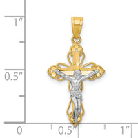 10K w/Rhodium Filigree Crucifix Pendant-10C1072