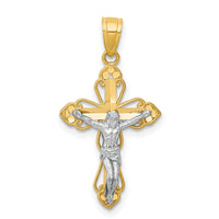 10K w/Rhodium Filigree Crucifix Pendant-10C1072