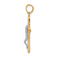 10K w/Rhodium Crucifix Pendant-10C1076