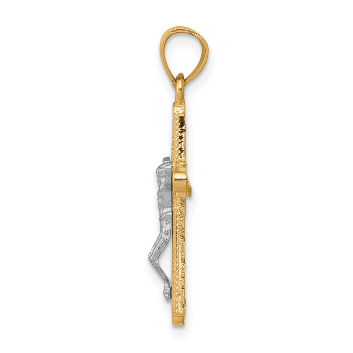 10K w/Rhodium Crucifix Pendant-10C1076