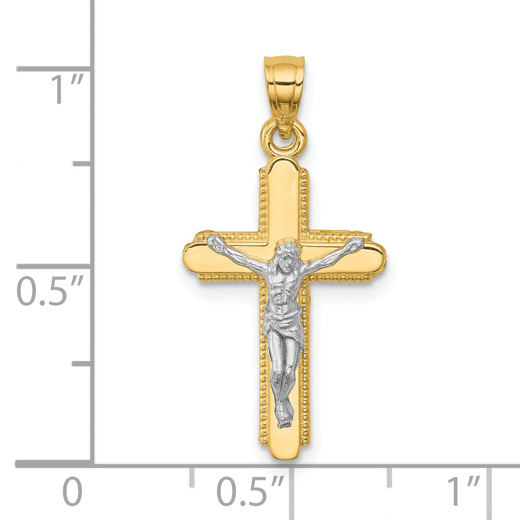 10K w/Rhodium Crucifix Pendant-10C1076