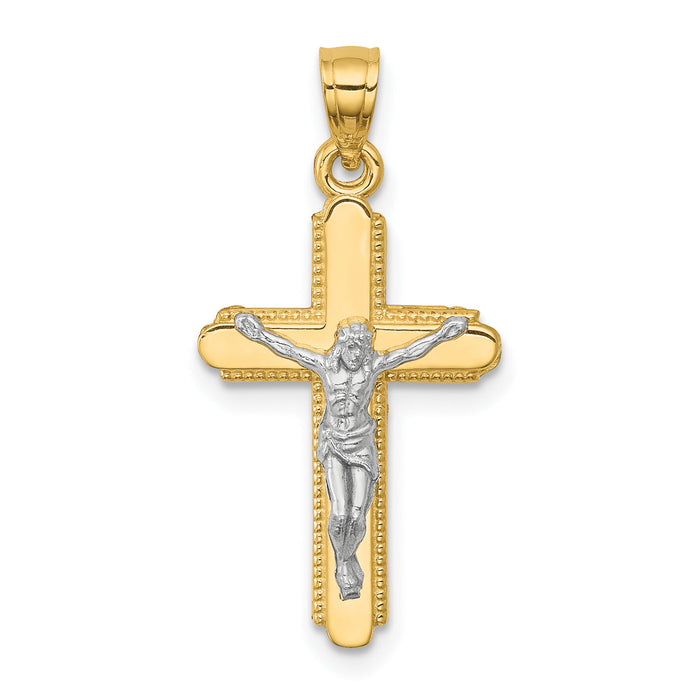 10K w/Rhodium Crucifix Pendant-10C1076