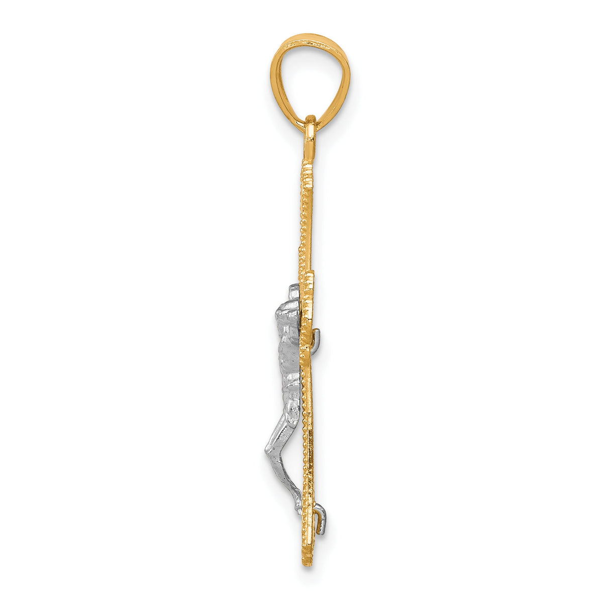 10K w/Rhodium Diamond-Cut Crucifix Pendant-10C1078
