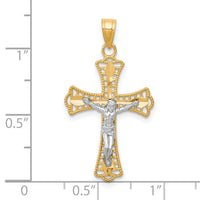 10K w/Rhodium Diamond-Cut Crucifix Pendant-10C1078