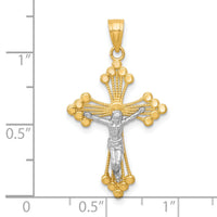 10k & Rhodium Crucifix Pendant-10C1079