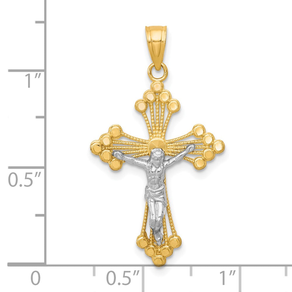 10k & Rhodium Crucifix Pendant-10C1079
