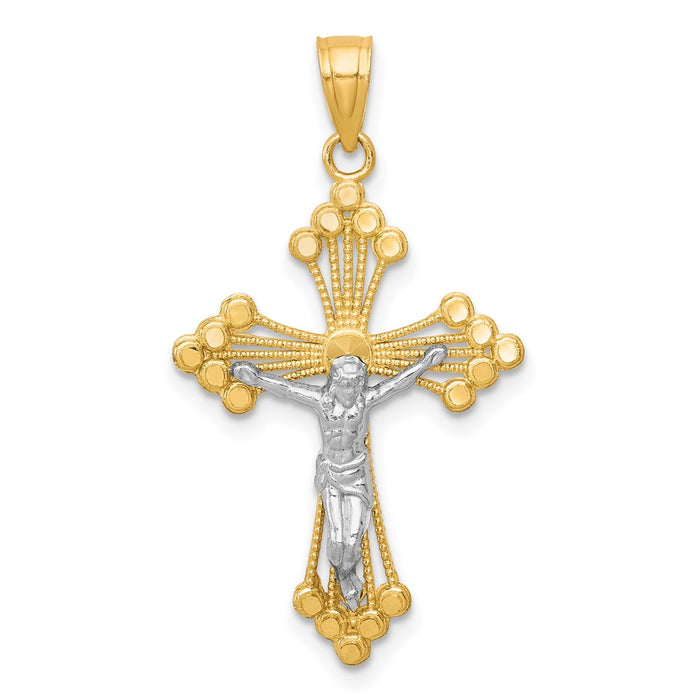 10k & Rhodium Crucifix Pendant-10C1079