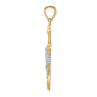 10K w/Rhodium Crucifix Pendant-10C1080