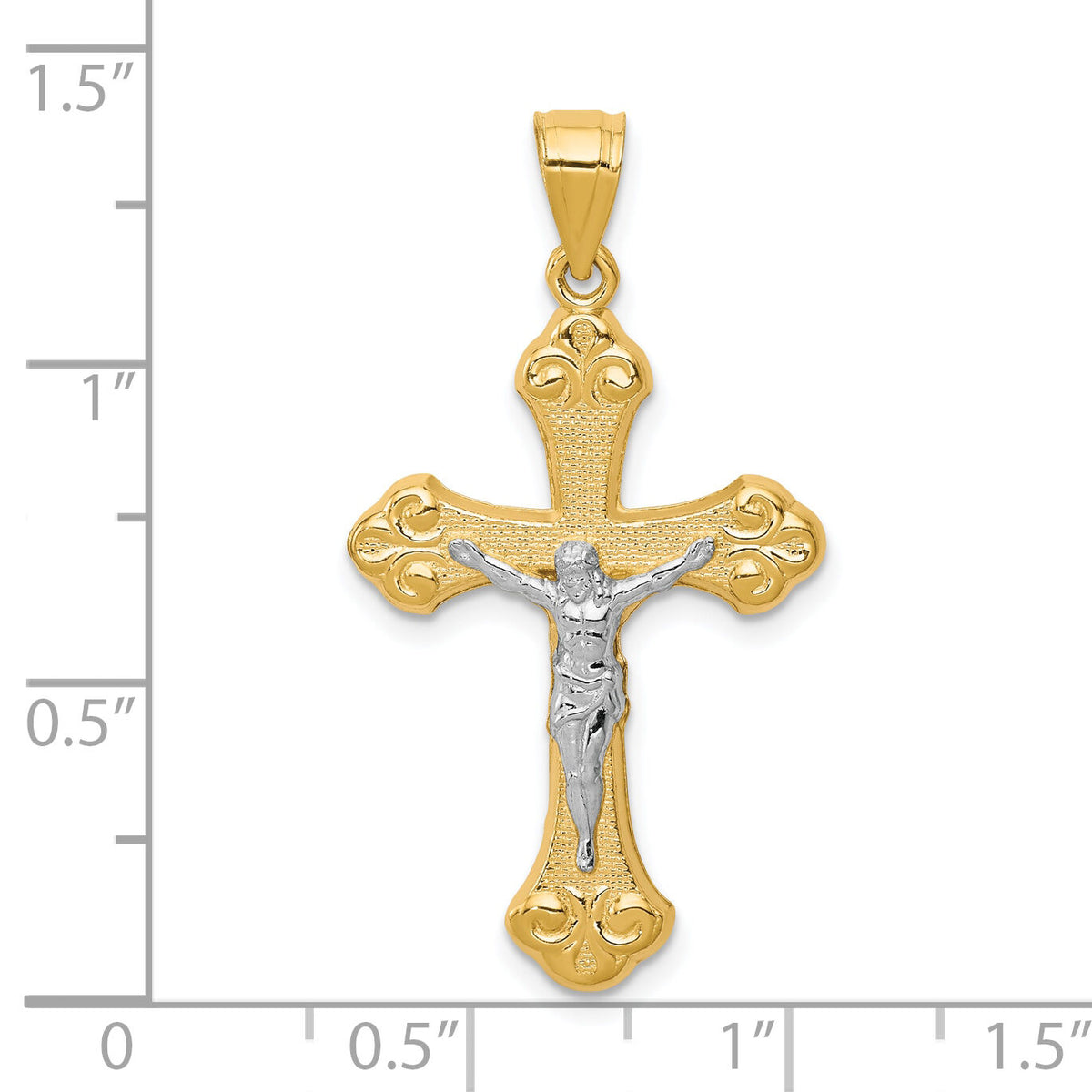 10K w/Rhodium Crucifix Pendant-10C1080