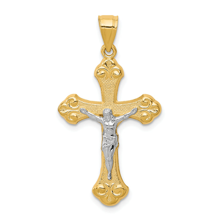 10K w/Rhodium Crucifix Pendant-10C1080