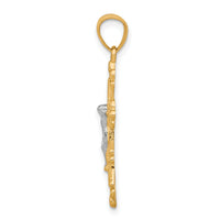 10K w/Rhodium Crucifix Pendant-10C1082