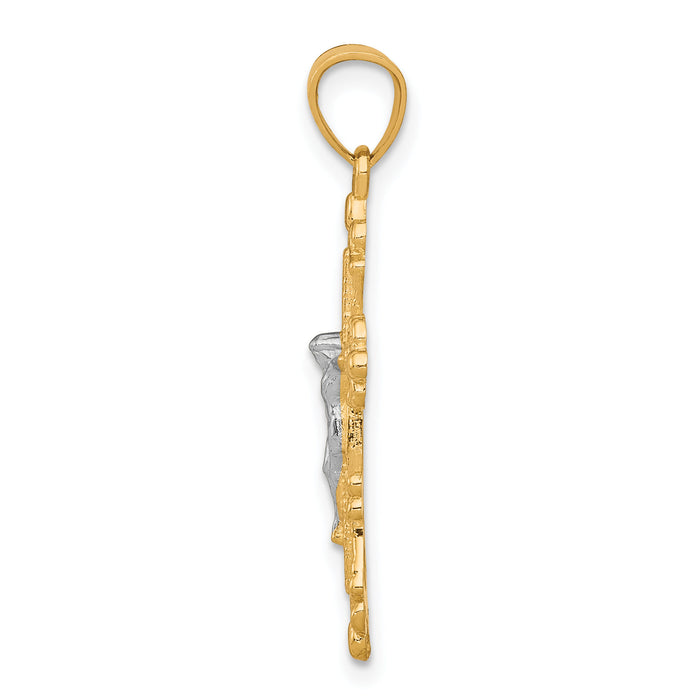 10K w/Rhodium Crucifix Pendant-10C1082