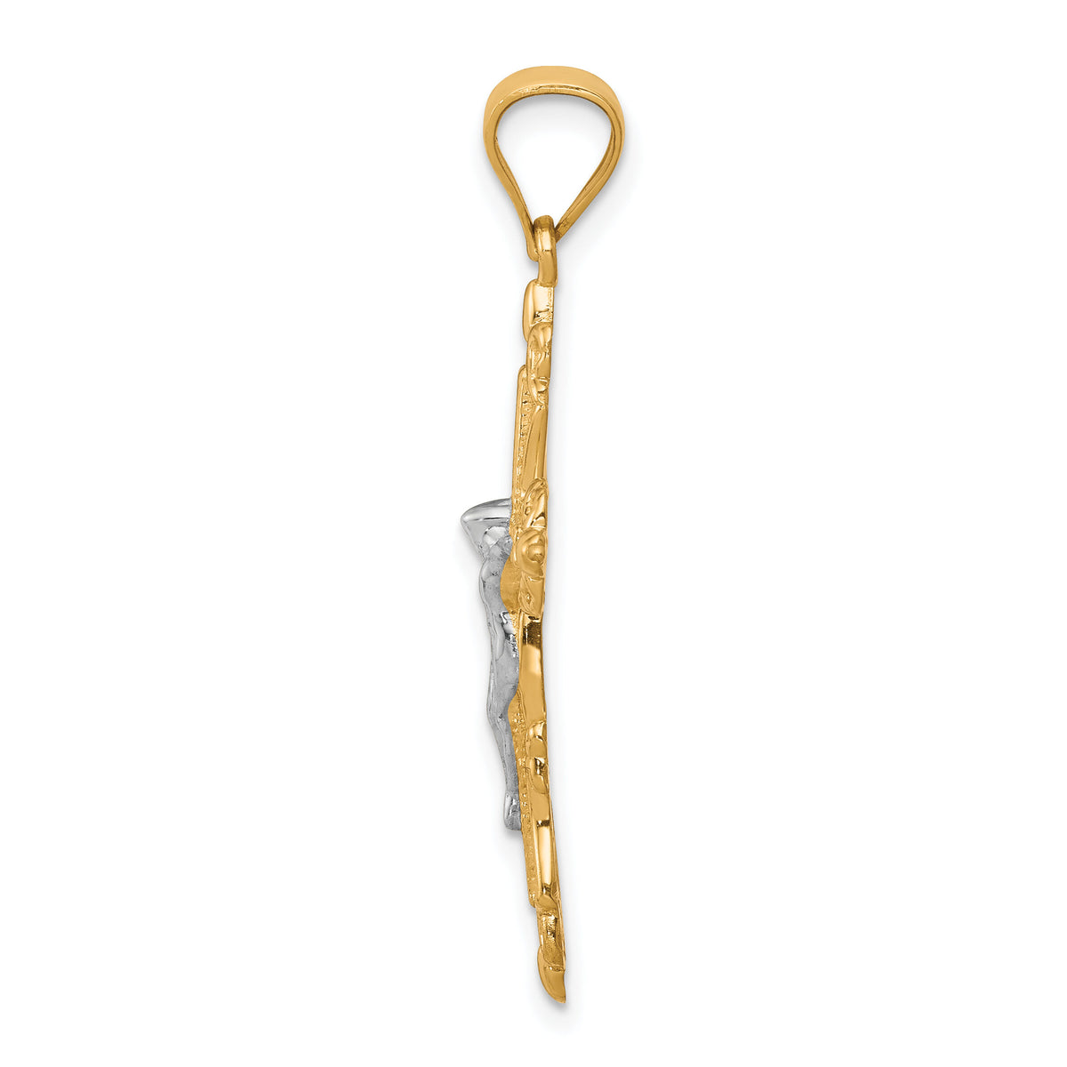 10K w/Rhodium Crucifix Pendant-10C1083