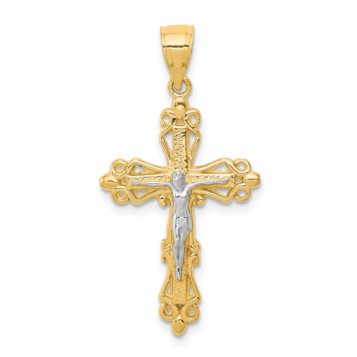 10K w/Rhodium Crucifix Pendant-10C1083