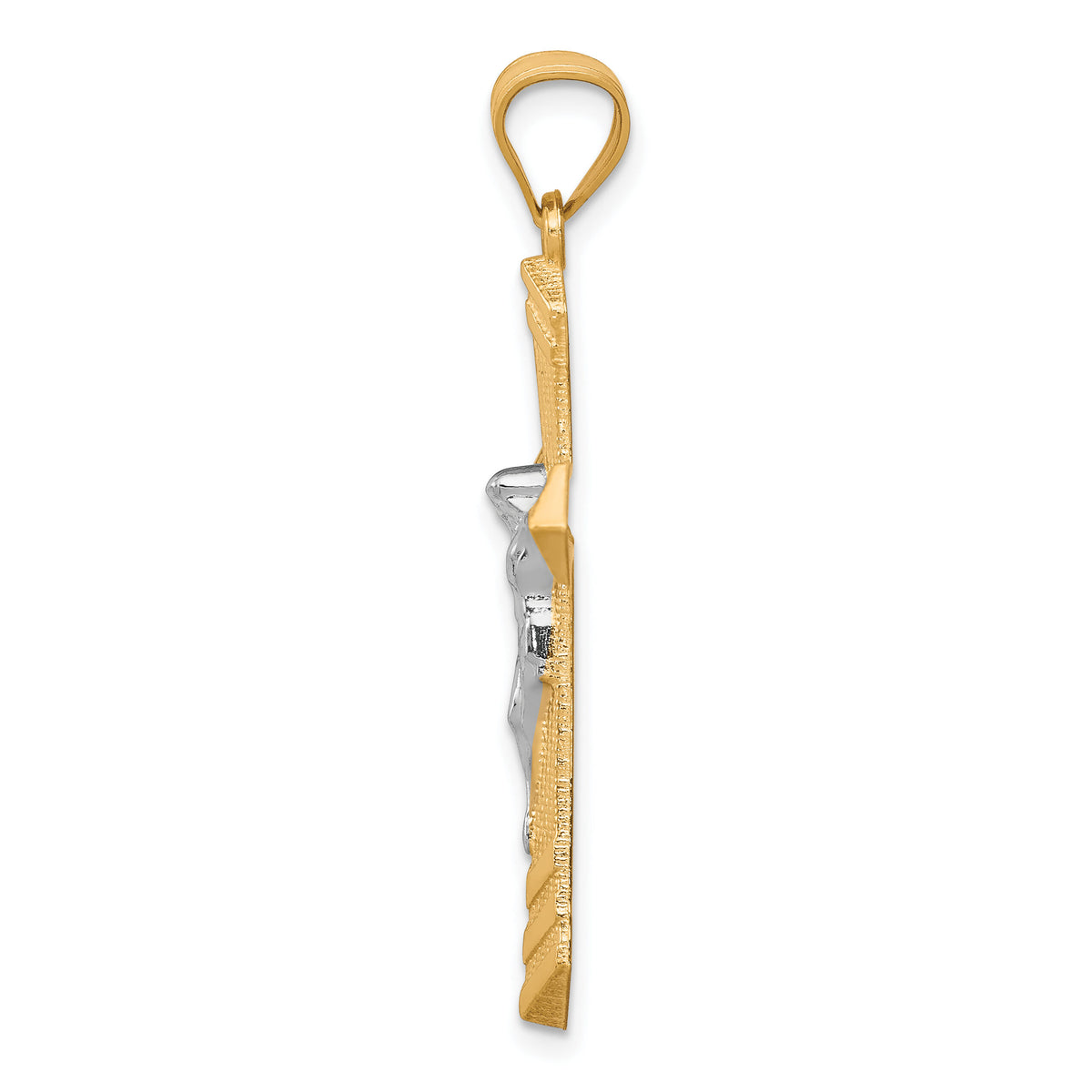 10K w/Rhodium Passion Crucifix Pendant-10C1086