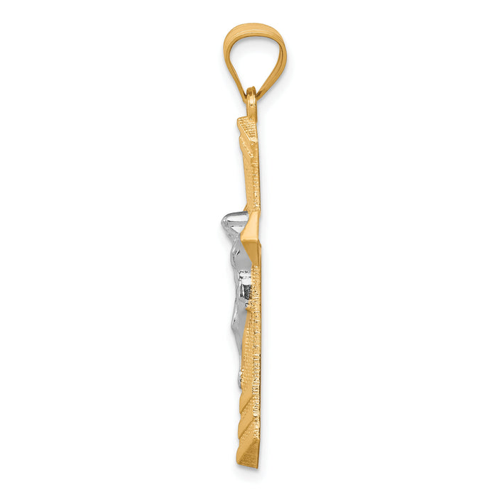 10K w/Rhodium Passion Crucifix Pendant-10C1086