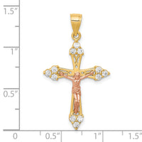 10k Two-tone CZ Crucifix Pendant-10C1090