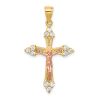 10k Two-tone CZ Crucifix Pendant-10C1090