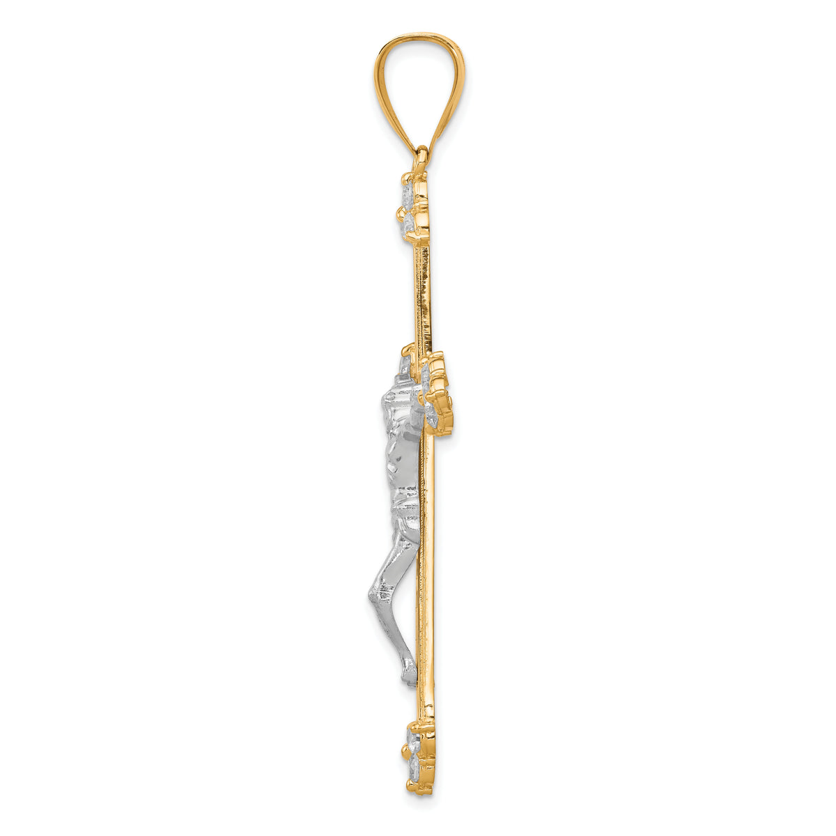 10K w/Rhodium CZ Crucifix Pendant-10C1091