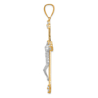 10K w/Rhodium CZ Crucifix Pendant-10C1091