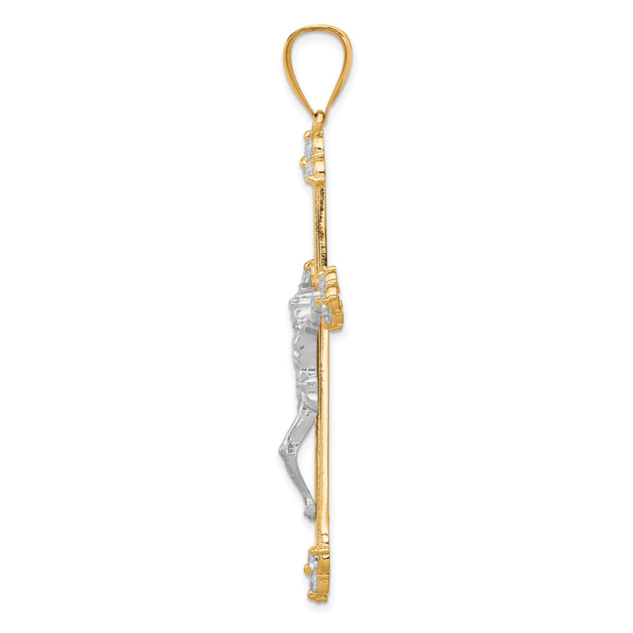 10K w/Rhodium CZ Crucifix Pendant-10C1091
