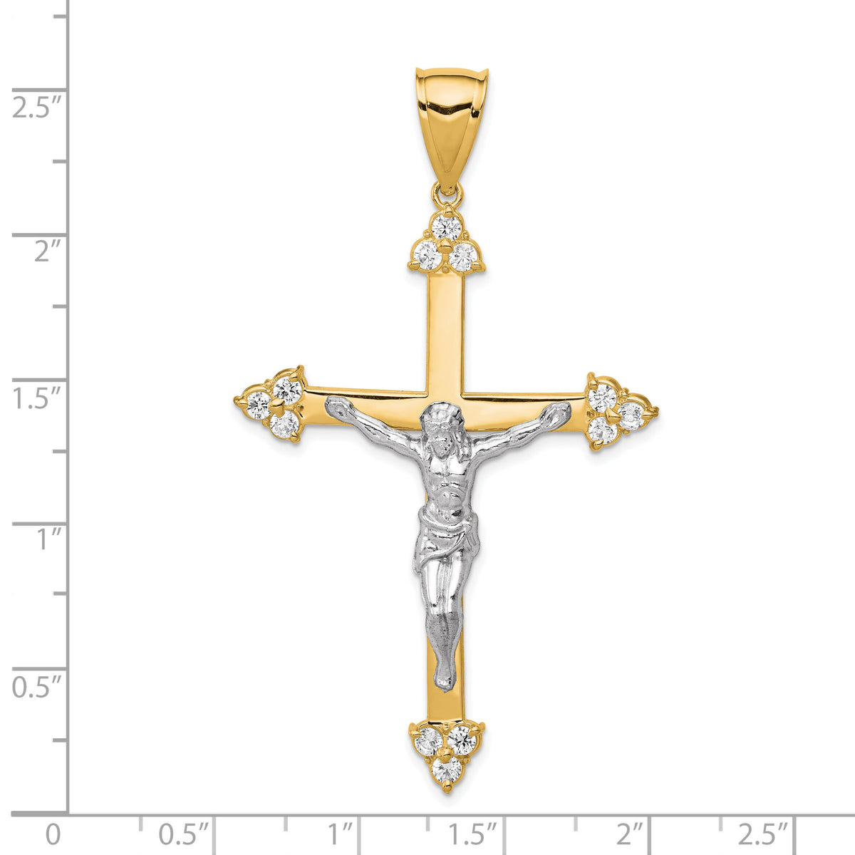 10K w/Rhodium CZ Crucifix Pendant-10C1091