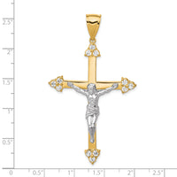 10K w/Rhodium CZ Crucifix Pendant-10C1091