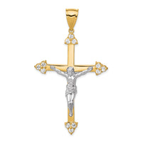 10K w/Rhodium CZ Crucifix Pendant-10C1091