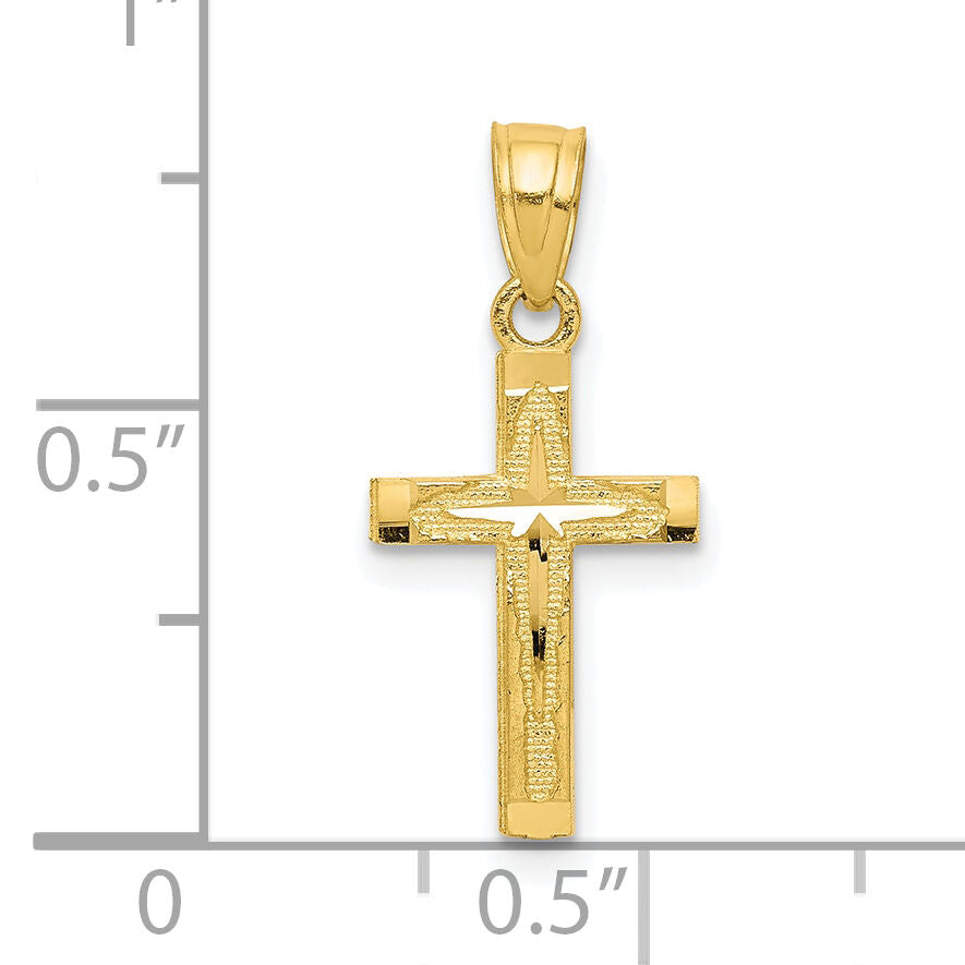 10k Diamond-Cut Cross Pendant-10C1094
