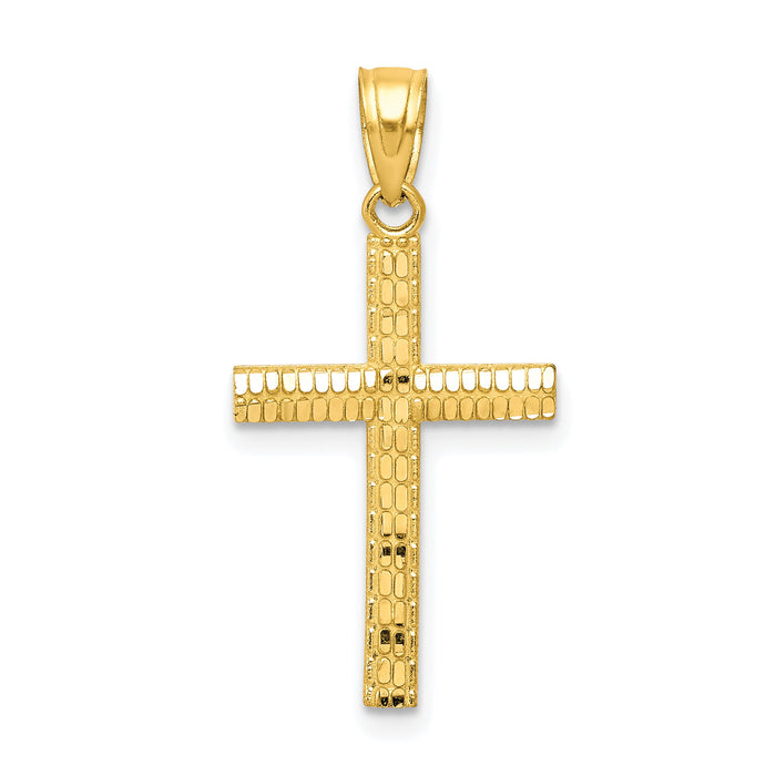 10k Diamond-Cut Cross Pendant-10C1096