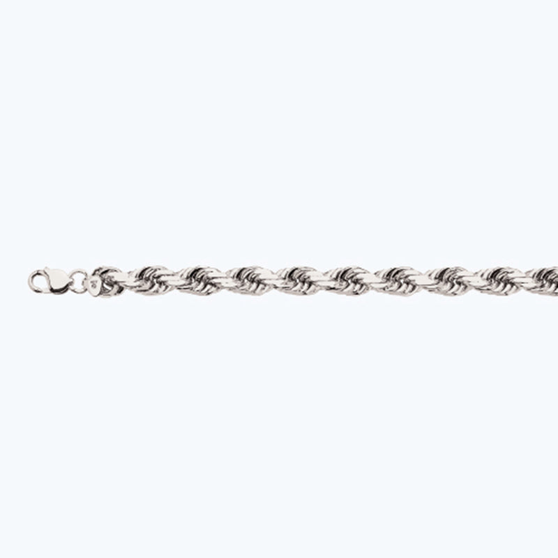 10K 12MM WHITE GOLD SOLID DC ROPE 16" CHAIN NECKLACE (AVAILABLE IN LENGTHS 7" - 30")